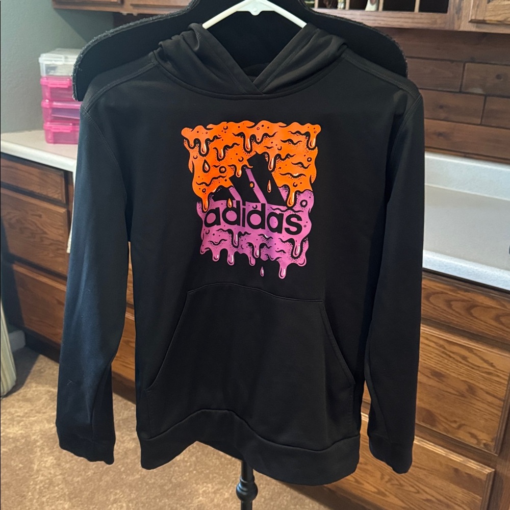 Adidas Black Hoodie with Vibrant Graphic